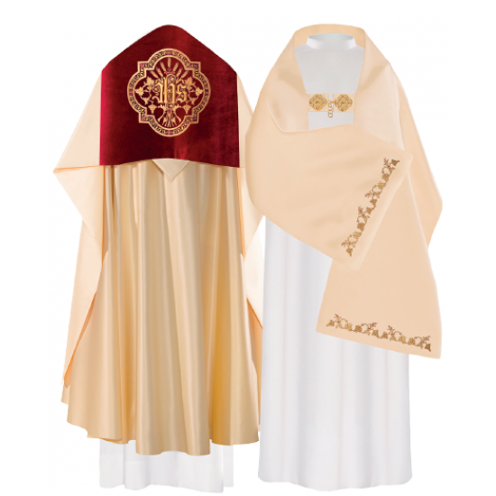 غفارة قصيرة باللون الذهبي والخمري مطرزة IHS