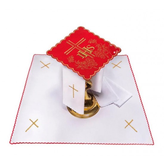 طقم مناديل الأواني باللون الاحمر