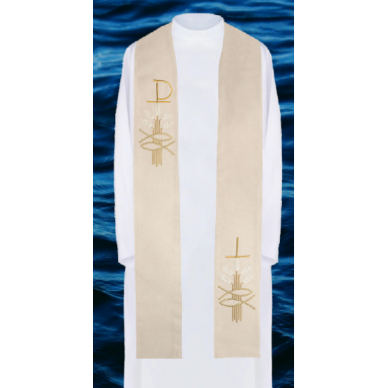 بطرشيل سمكة مطرز باللون الابيض 