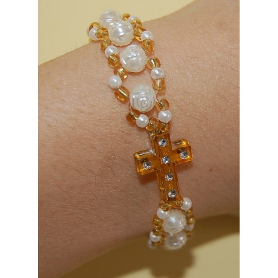 اسوارة دوبل لولو-لون أبيض وذهبي اسوارة دوبل لولو-لون أبيض وذهبي