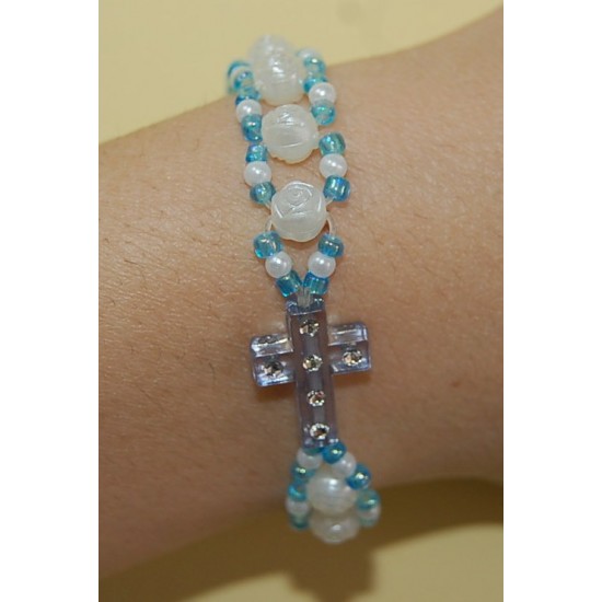 اسوارة دوبل لولو-لون أبيض وأزرق اسوارة دوبل لولو-لون أبيض وأزرق