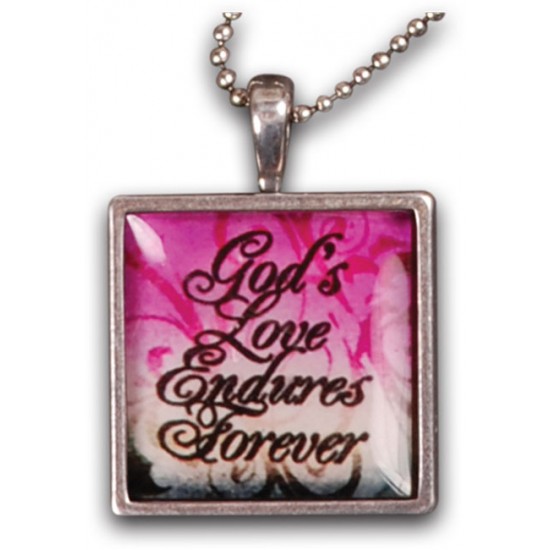 قلادة من كريستال ورزين وإطار نحاسي ابيض God's love Endures for ever