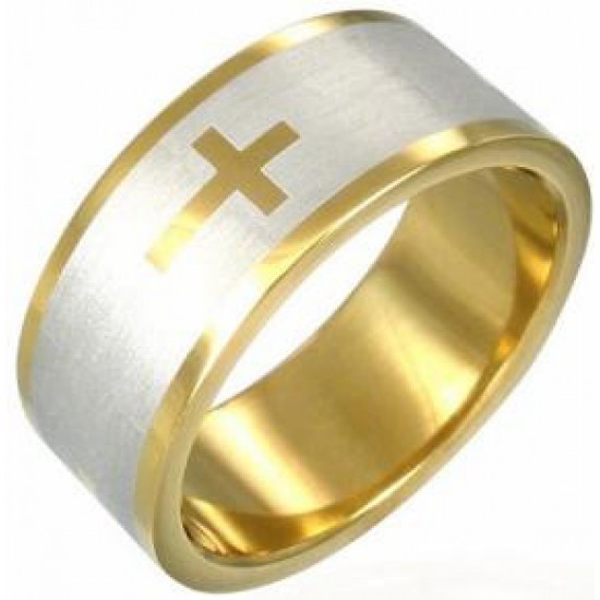 خاتم فضي وذهبي سميك (حجم 6) خاتم فضي وذهبي سميك (حجم 6)