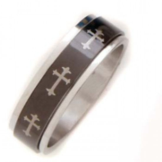 خاتم اسود وفضي حلقتين (حجم 7) خاتم اسود وفضي حلقتين (حجم 7)